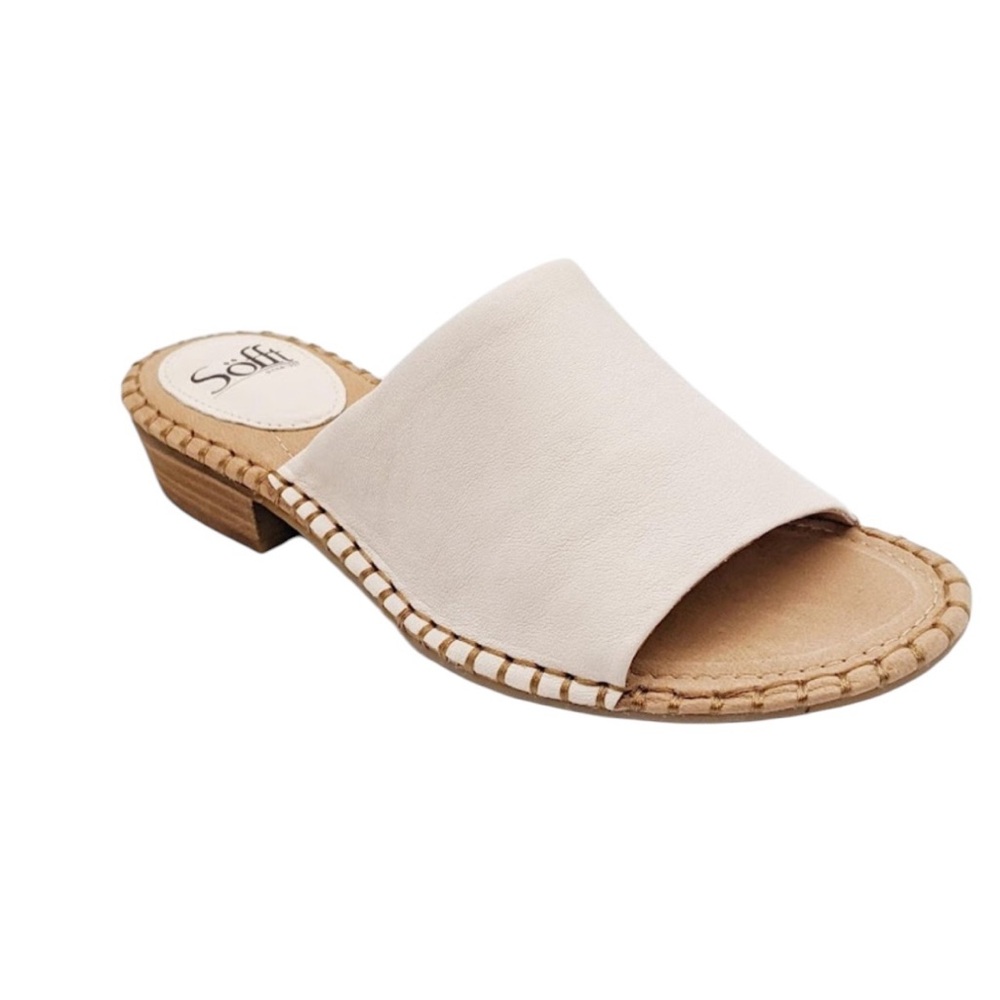 Sofft Nalanie Off White Leather Slip On Sandals Size 8